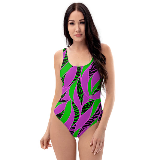 "Neon Safari" Purple One-Piece Swimsuit